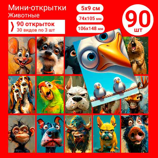 Набор мини-открыток в подарок, 90 шт(арт. minicard-001)