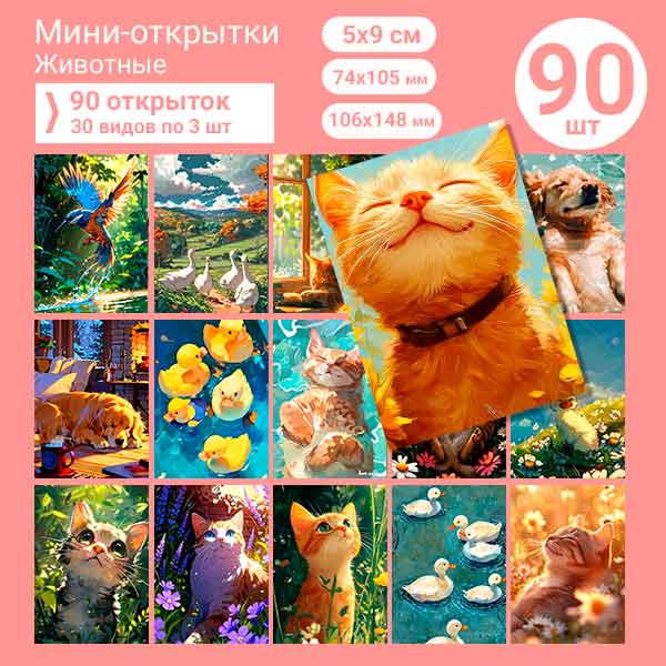 Набор мини-открыток в подарок, 90 шт(арт. minicard-005)