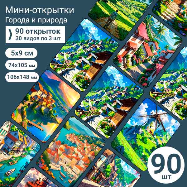 Набор мини-открыток в подарок, 90 шт(арт. minicard-042)