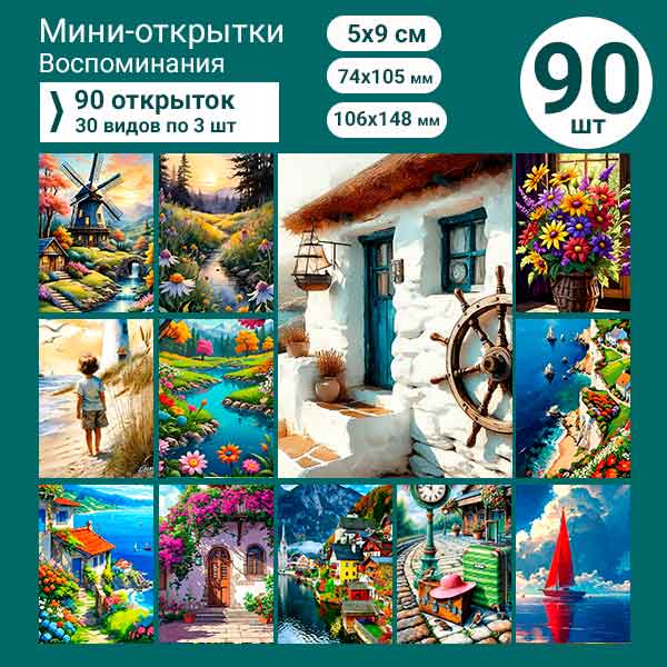 Набор мини-открыток в подарок, 90 шт(арт. minicard-035)